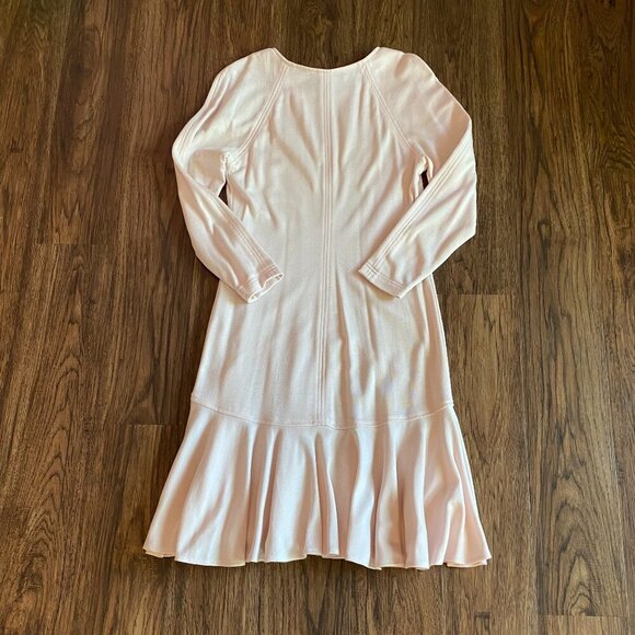 Vintage Ms Chaus ballerina pink drop waist dress Womens 8 ruffle 80s long sleeve - Picture 4 of 8